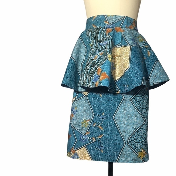 Nwot 𝅺AFRICAN Print 003 Lined Slit & High Waist Skirt. - Picture 1 of 1